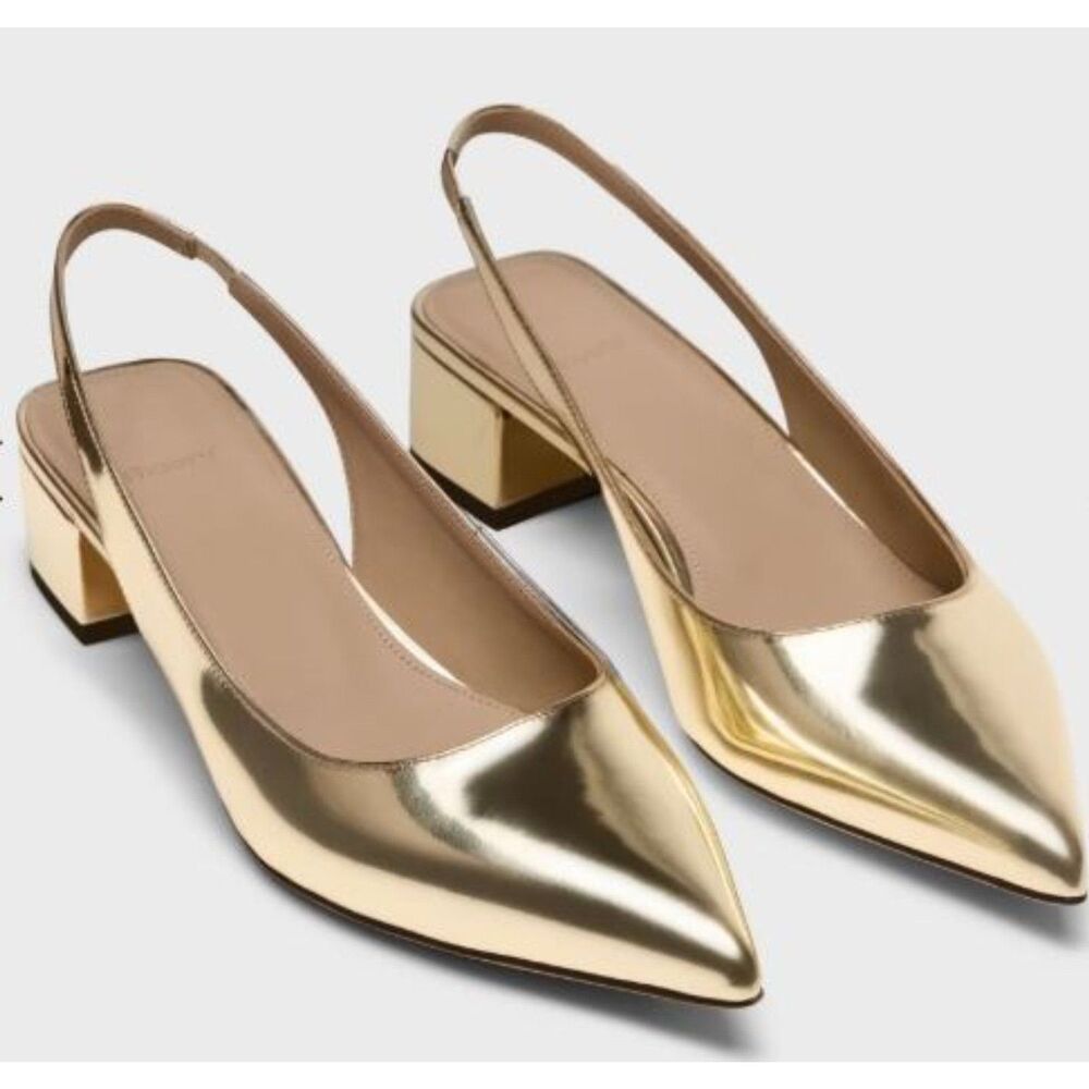 Theory Women's Slingback Pump in Metallic Leather Sz 37 NIB 320